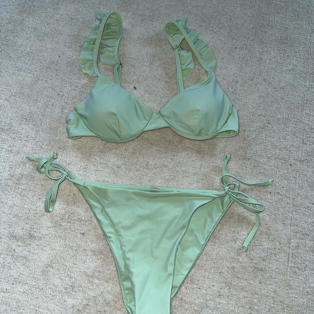 Green Adjustable Strap Bikini Set - image 1